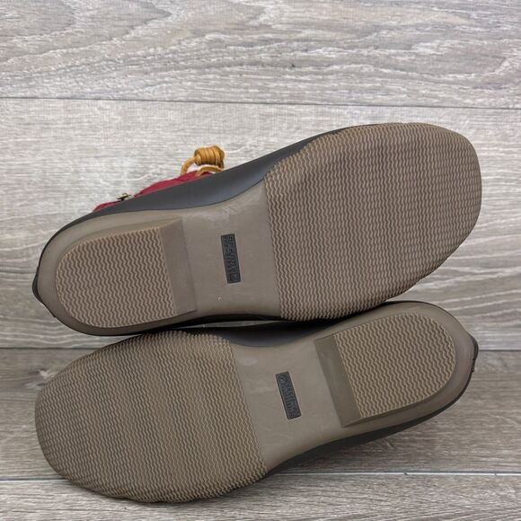 Sperry Top Sider Saltwater Women's Sz 10 Red Quilted Brown Rubber Duck Boots - Picture 8 of 12